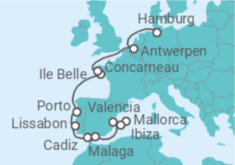 Reiseroute der Kreuzfahrt  Westeuropas grenzenlose Vielfalt - Hapag-Lloyd Cruises