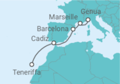 Reiseroute der Kreuzfahrt  Frankreich, Spanien - Costa Kreuzfahrten