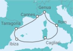 Reiseroute der Kreuzfahrt  Italien, Frankreich, Spanien Alles Inklusive - MSC Cruises