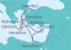 Reiseroute der Kreuzfahrt  Ägypten, Zypern, Griechenland, Türkei - NCL Norwegian Cruise Line