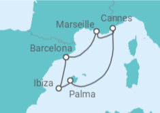 Reiseroute der Kreuzfahrt  Französische Düfte und Ibiza nights - Virgin Voyages