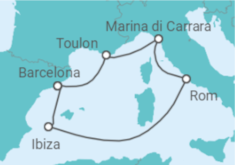 Reiseroute der Kreuzfahrt  Unwiderstehliches Mittelmeer - Virgin Voyages