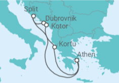 Reiseroute der Kreuzfahrt  Adria und Greek jewels - Virgin Voyages