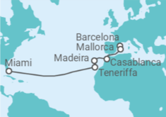 Reiseroute der Kreuzfahrt  Spanien, Marokko, Portugal - Virgin Voyages