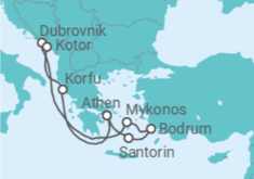 Reiseroute der Kreuzfahrt  Griechisches Inselglühen - Virgin Voyages