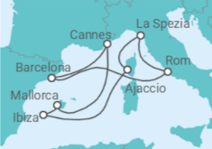 Reiseroute der Kreuzfahrt  Unwiderstehliches Mittelmeer - Virgin Voyages