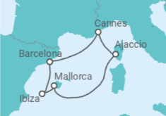 Reiseroute der Kreuzfahrt  Frankreich, Spanien - Virgin Voyages