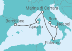 Reiseroute der Kreuzfahrt  Italien, Frankreich - Virgin Voyages