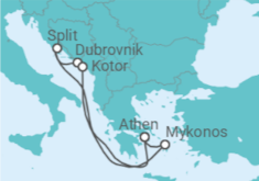 Reiseroute der Kreuzfahrt  Griechisches Inselglühen - Virgin Voyages