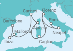 Reiseroute der Kreuzfahrt  Unwiderstehliches Mittelmeer - Virgin Voyages