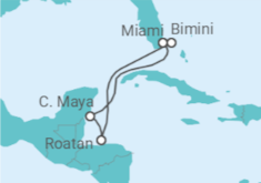 Reiseroute der Kreuzfahrt  Die Sonne der Maya - Virgin Voyages