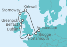 Reiseroute der Kreuzfahrt  Niederlande, Belgien, Vereinigtes Königreich, Irland - Virgin Voyages