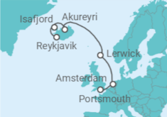 Reiseroute der Kreuzfahrt  Island & Amsterdam - Virgin Voyages
