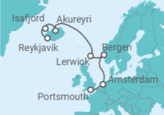 Reiseroute der Kreuzfahrt  England. Island & Norwegen - Virgin Voyages