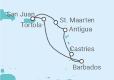 Reiseroute der Kreuzfahrt  Karibische See - Virgin Voyages