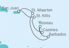 Reiseroute der Kreuzfahrt  Karibische See - Virgin Voyages