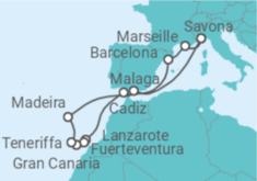 Reiseroute der Kreuzfahrt  Kanaren - Costa Kreuzfahrten