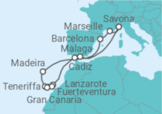 Reiseroute der Kreuzfahrt  Kanaren - Costa Kreuzfahrten