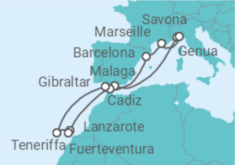 Reiseroute der Kreuzfahrt  Mittelmeer & Atlantik - Costa Kreuzfahrten