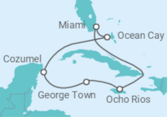 Reiseroute der Kreuzfahrt  Jamaika, Kaimaninseln, Mexiko - MSC Cruises