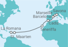 Reiseroute der Kreuzfahrt  Sint Maarten, Spanien, Frankreich Alles Inklusive - Costa Kreuzfahrten