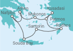 Reiseroute der Kreuzfahrt  Griechenland, Türkei - Silversea