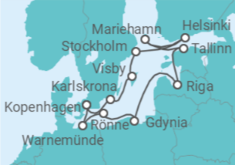 Reiseroute der Kreuzfahrt  Schweden, Finnland, Estland, Polen, Deutschland - Silversea