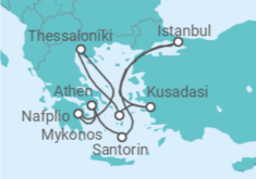 Reiseroute der Kreuzfahrt  Türkei, Griechenland - Silversea