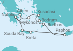 Reiseroute der Kreuzfahrt  Mittelmeer mit Zypern - Silversea
