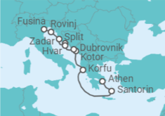 Reiseroute der Kreuzfahrt  Griechenland, Kroatien - Silversea