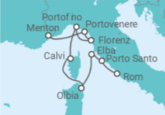 Reiseroute der Kreuzfahrt  Italien - Silversea