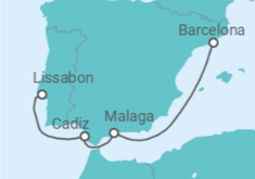 Reiseroute der Kreuzfahrt  Spanien - Silversea