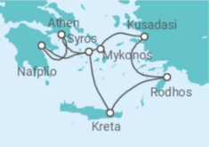 Reiseroute der Kreuzfahrt  Griechenland, Türkei - Silversea