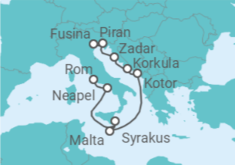 Reiseroute der Kreuzfahrt  Italien, Malta - Silversea