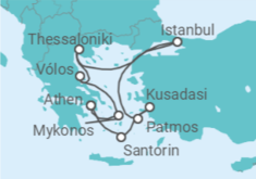 Reiseroute der Kreuzfahrt  Griechenland, Türkei - Silversea