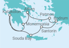 Reiseroute der Kreuzfahrt  Griechenland, Türkei - Silversea