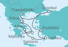 Reiseroute der Kreuzfahrt  Griechenland, Türkei - Silversea