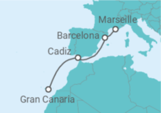 Reiseroute der Kreuzfahrt  Spanien - Costa Kreuzfahrten