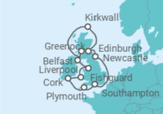 Reiseroute der Kreuzfahrt  Vereinigtes Königreich - Silversea