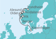 Reiseroute der Kreuzfahrt  Norwegen - Silversea