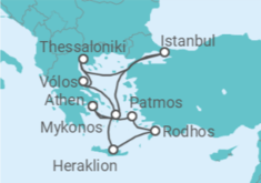 Reiseroute der Kreuzfahrt  Türkei, Griechenland - Silversea