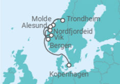 Reiseroute der Kreuzfahrt  Norwegen - Silversea