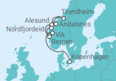 Reiseroute der Kreuzfahrt  Norwegen - Silversea