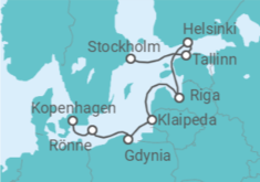 Reiseroute der Kreuzfahrt  Estland, Finnland, Lettland, Litauen, Polen - Silversea