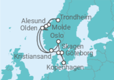 Reiseroute der Kreuzfahrt  Schweden, Norwegen - Silversea