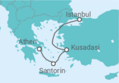 Reiseroute der Kreuzfahrt  Griechenland, Türkei - Silversea