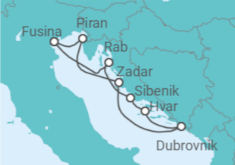 Reiseroute der Kreuzfahrt  Kroatien - Silversea