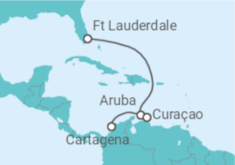 Reiseroute der Kreuzfahrt  Aruba, Curaçao, Kolumbien - Silversea