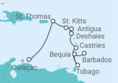Reiseroute der Kreuzfahrt  Amerikanische Jungferninseln, Antigua Und Barbuda, St. Lucia, St. Vincent und Grenadinen - Silversea