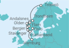 Reiseroute der Kreuzfahrt  Von Hamburg nach Tromsö (Norwegen) - Silversea